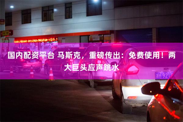 国内配资平台 马斯克，重磅传出：免费使用！两大巨头应声跳水