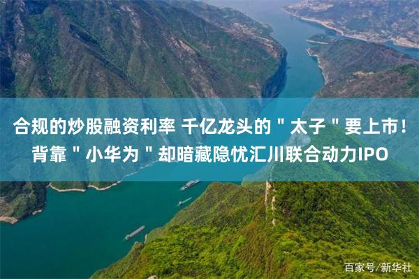 合规的炒股融资利率 千亿龙头的＂太子＂要上市！背靠＂小华为＂却暗藏隐忧汇川联合动力IPO